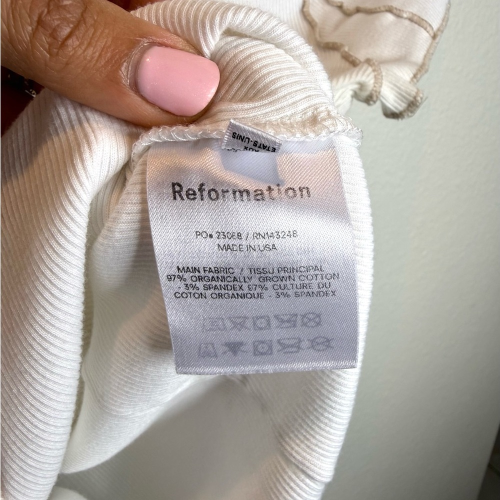 Reformation Cream Short Sleeve Knit Top - Picture 5 of 9